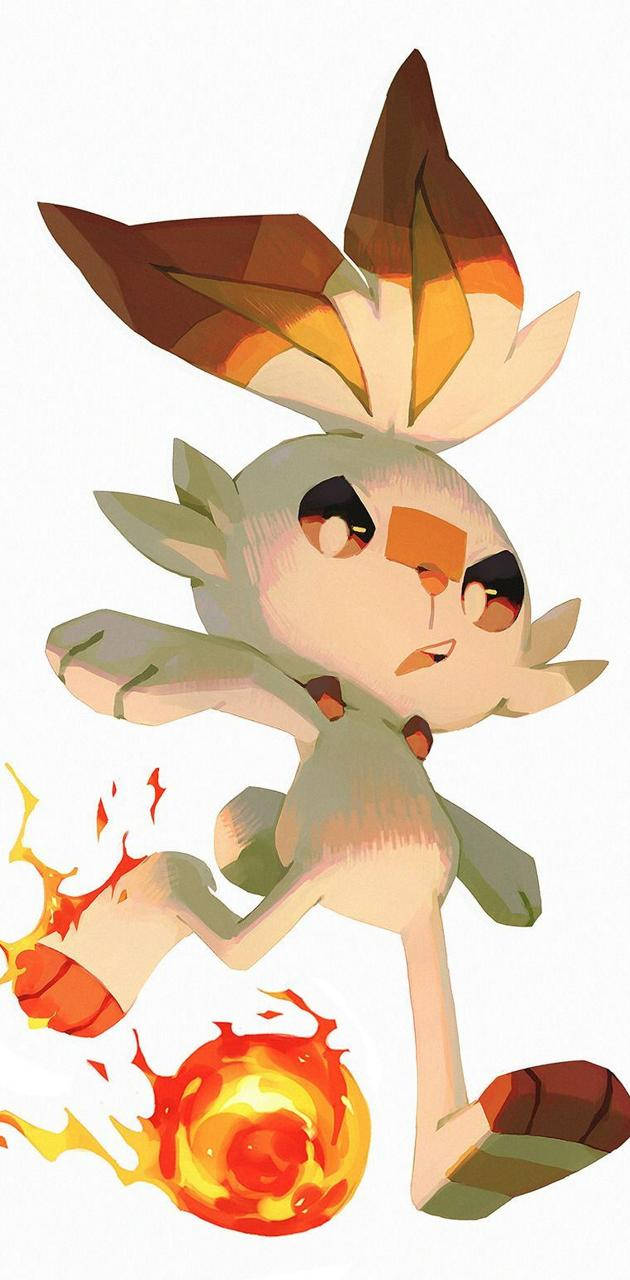 Scorbunny Flaming Ball Kick Wallpaper