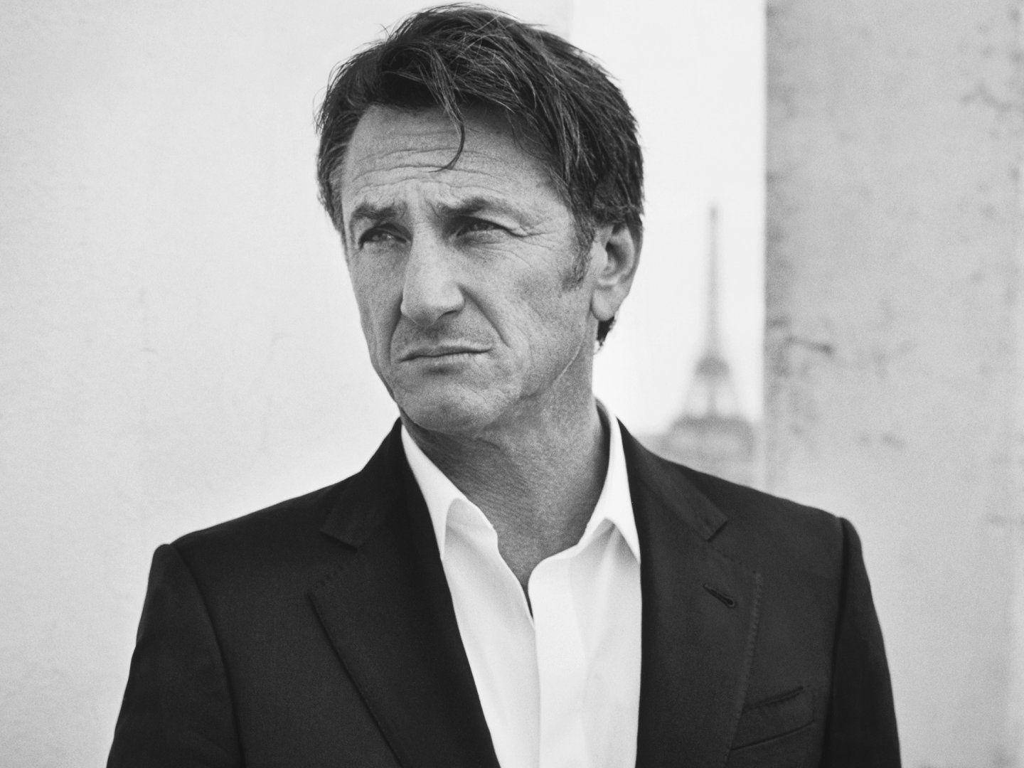 Sean Penn American Actor Black And White Wallpaper