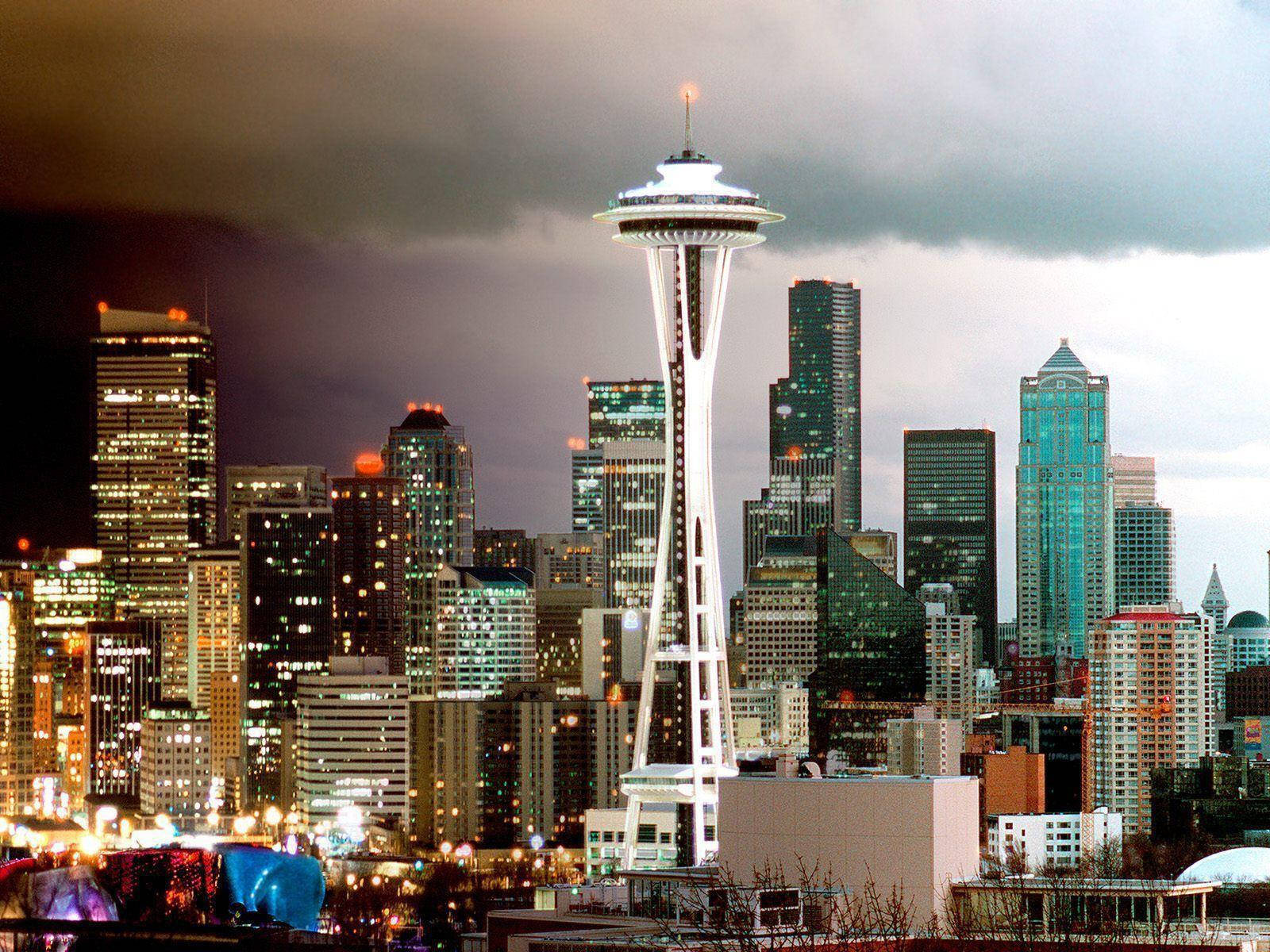 Seattle Rain Cloud Over City Wallpaper