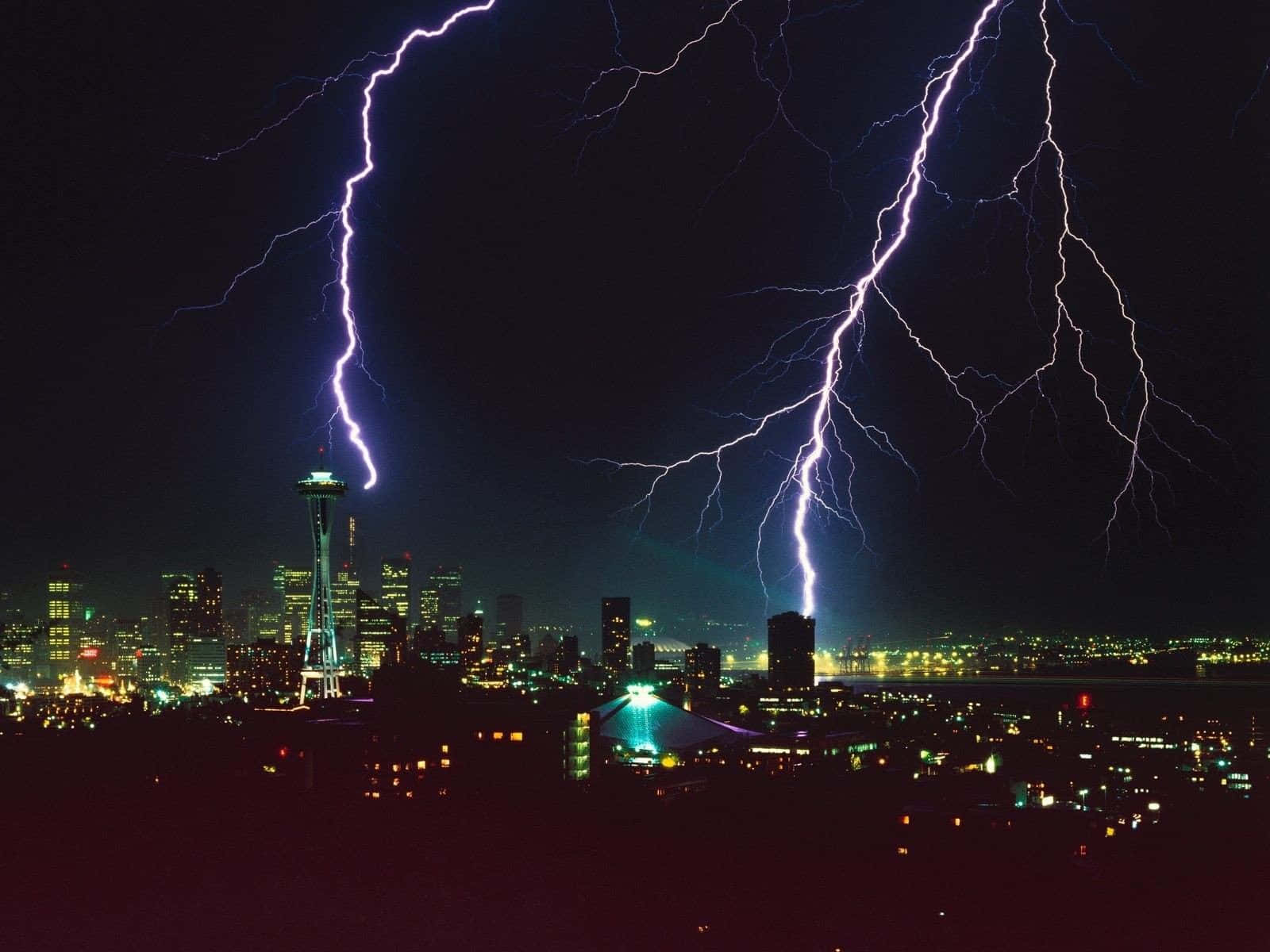 Seattle Washington Lightning Strike Wallpaper