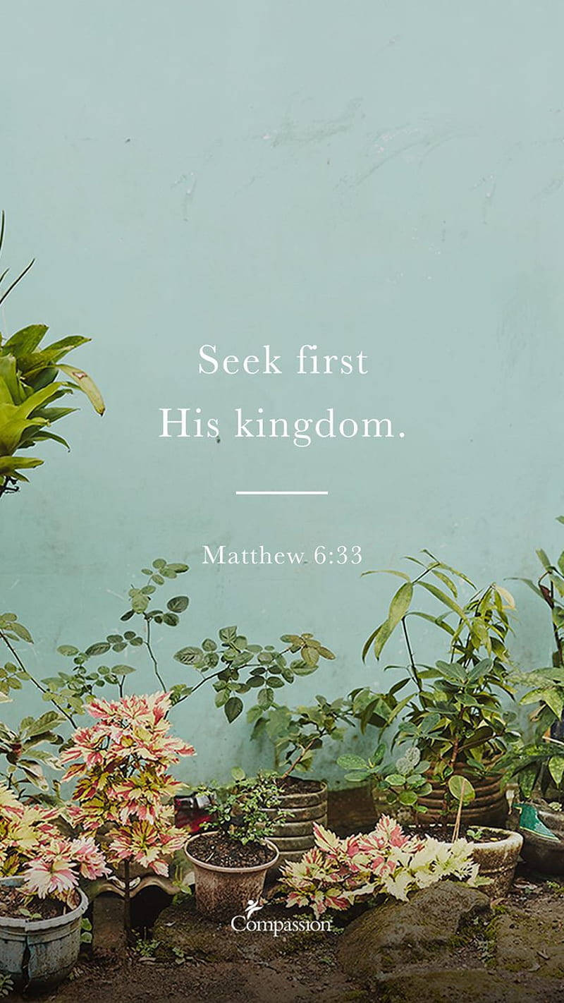 Seek First His Kingdom Matthew633 Inspirational Phone Wallpaper Wallpaper