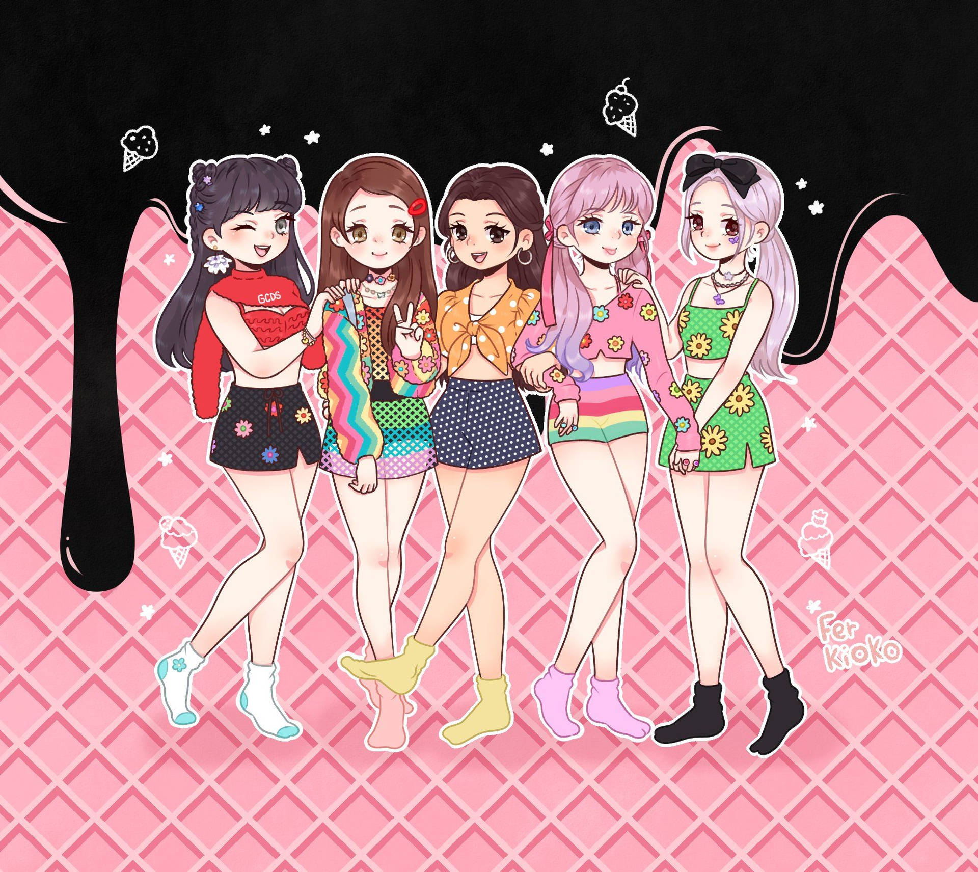 Download free Selena And Blackpink Anime Style Wallpaper - MrWallpaper.com