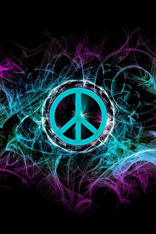 Serenity & Technology Merge - Peace Symbol On Iphone Wallpaper