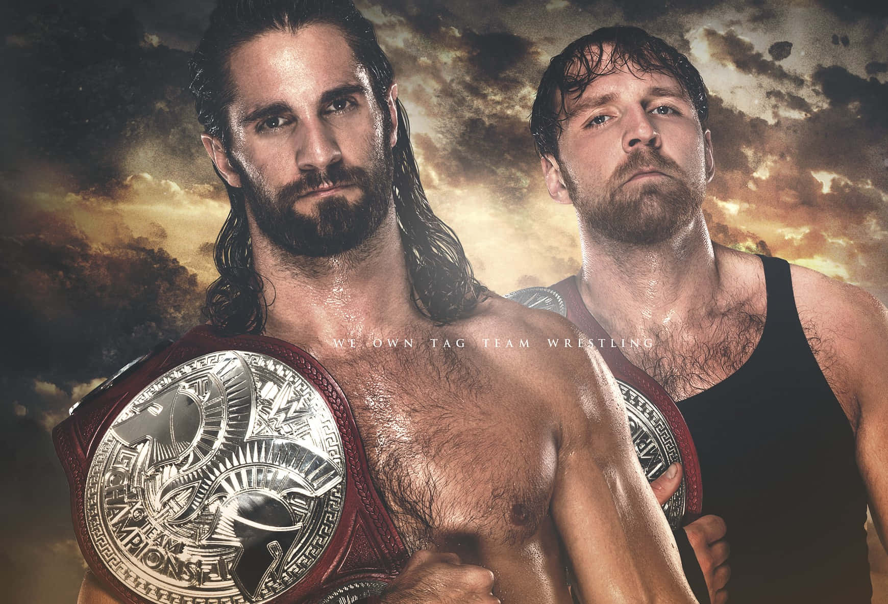 Seth Rollins And Dean Ambrose - Champions Of Wwe Wrestling Wallpaper