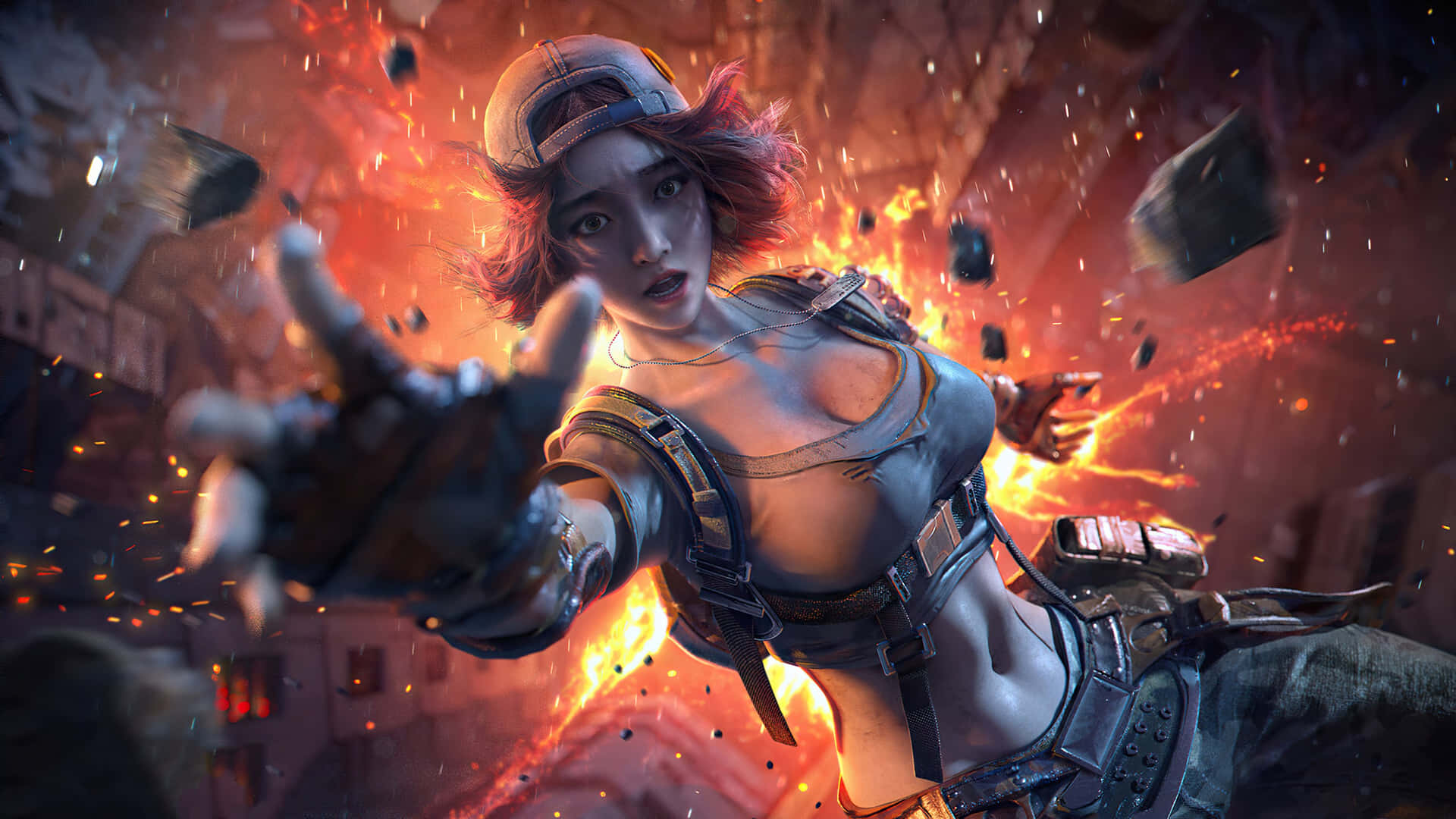 Download free Sexy Pubg Girl Character On Fire Wallpaper - MrWallpaper.com