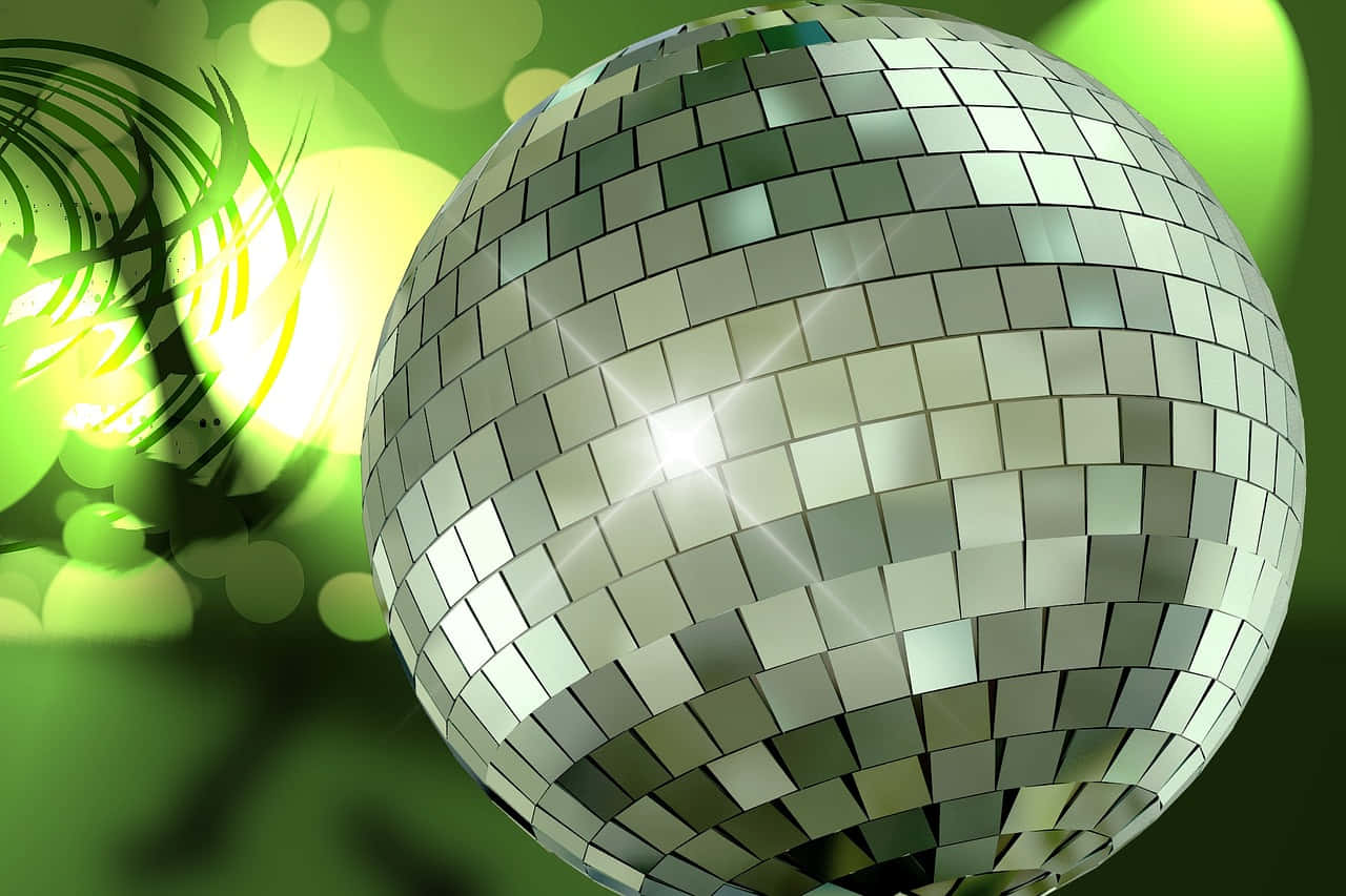 Shimmering Disco Ball Green Lights Wallpaper