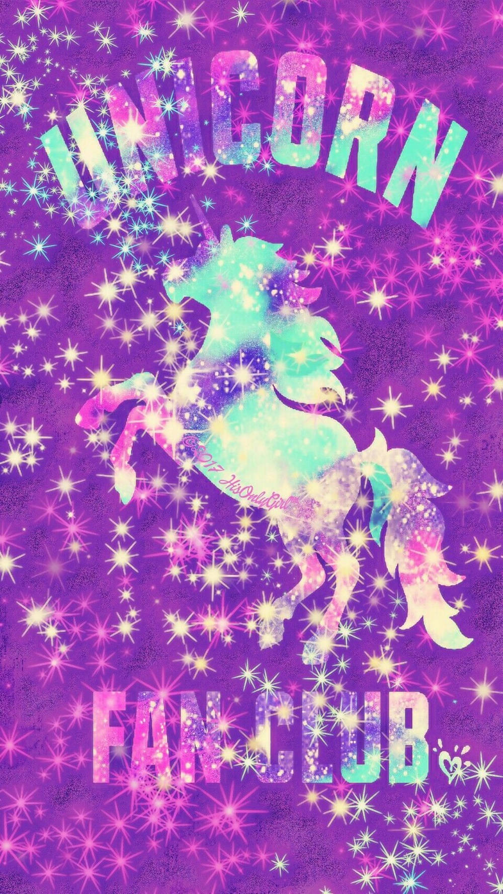 Shiny Galaxy Unicorn Fan Club Illustration Wallpaper