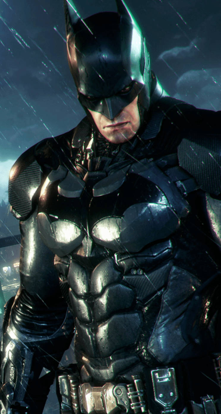 Shiny Wet Suit Of Batman Arkham Knight Iphone Wallpaper