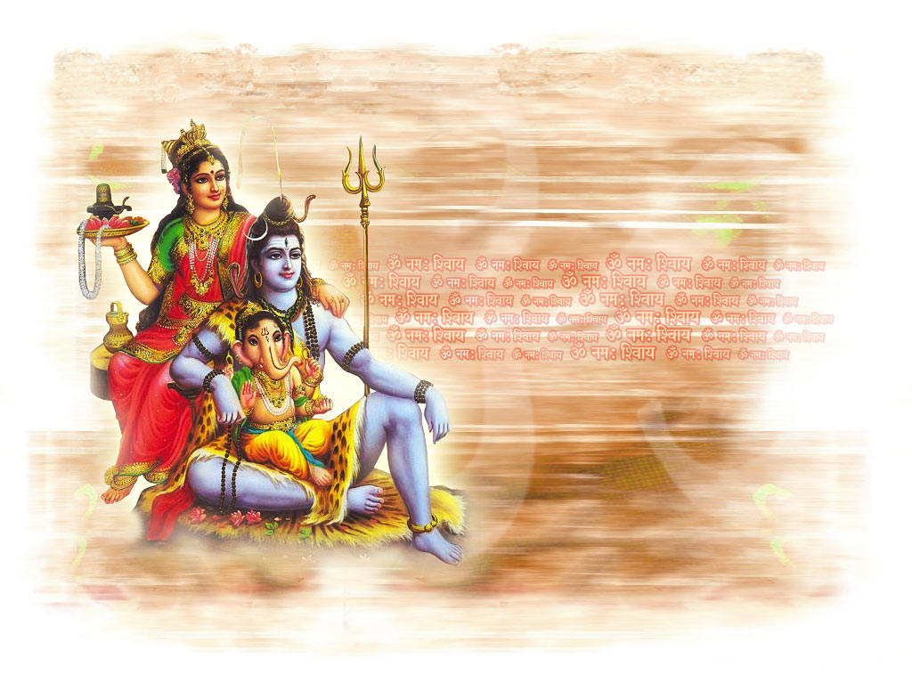 Shiv Parivar On Brown-stained Backdrop Wallpaper