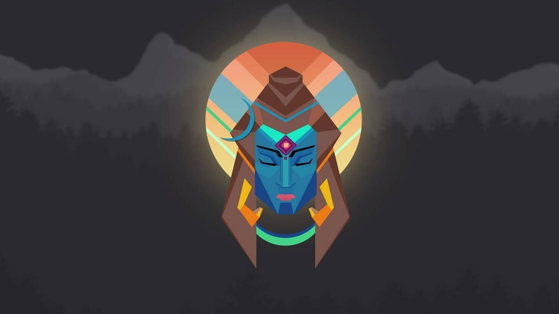 Shiva Black Colorful Digital Portrait Wallpaper