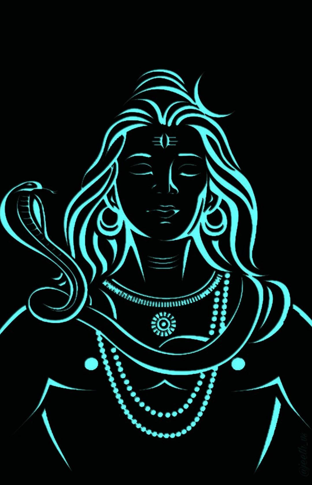 Shiva God Of Mahakal In Neon Hd Wallpaper