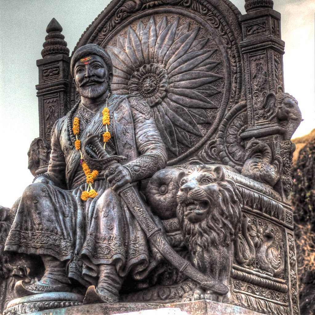 Shivaji Maharaj Statue On Throne Wallpaper