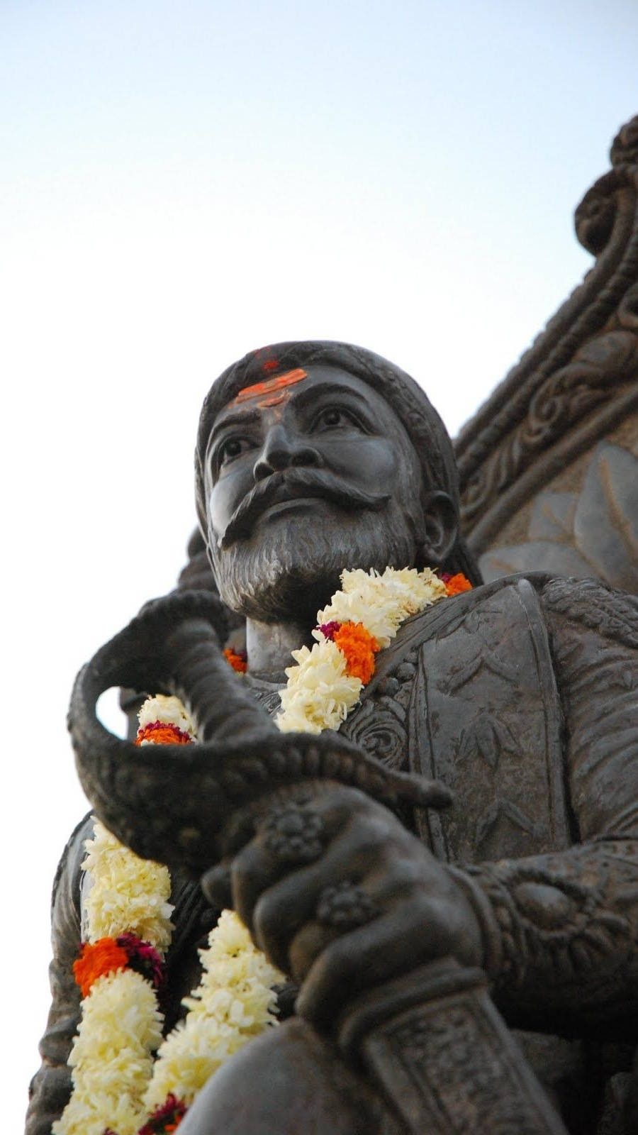 Shivaji Maharaj With Flower Neck Garland Wallpaper