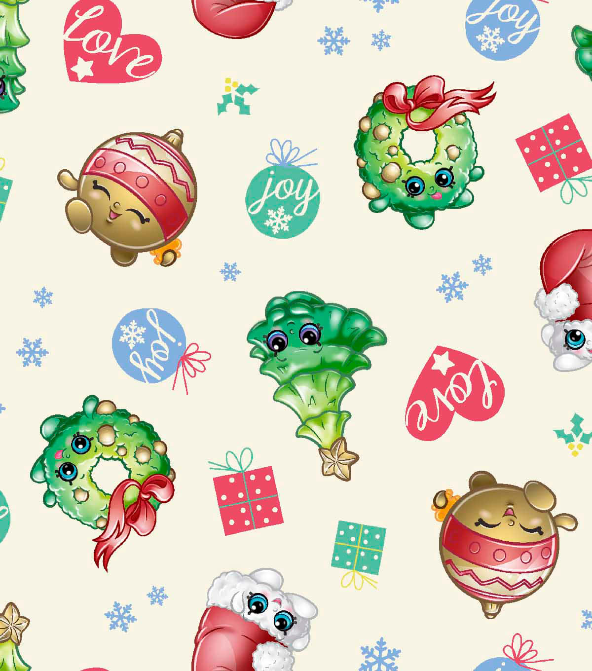 Shopkins Christmas Ornaments Pattern Wallpaper