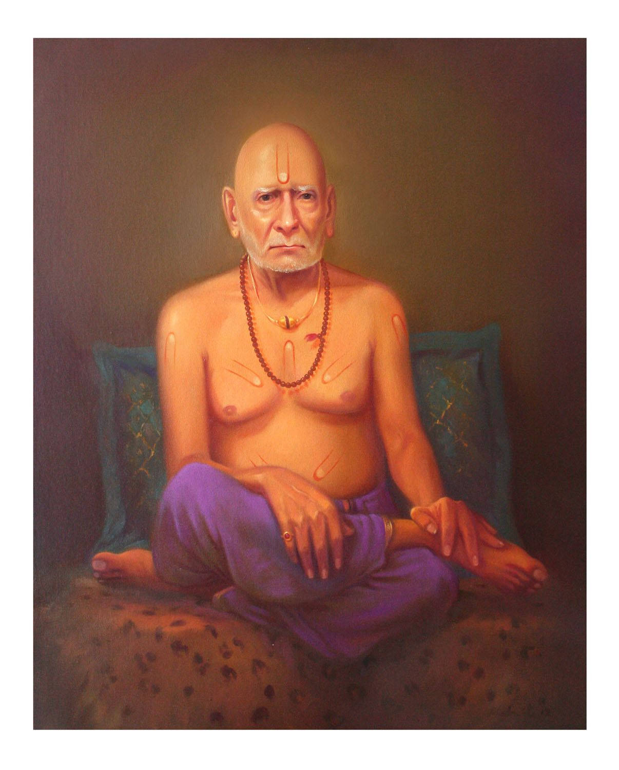 Shri Swami Samarth On Colorful Chair Wallpaper