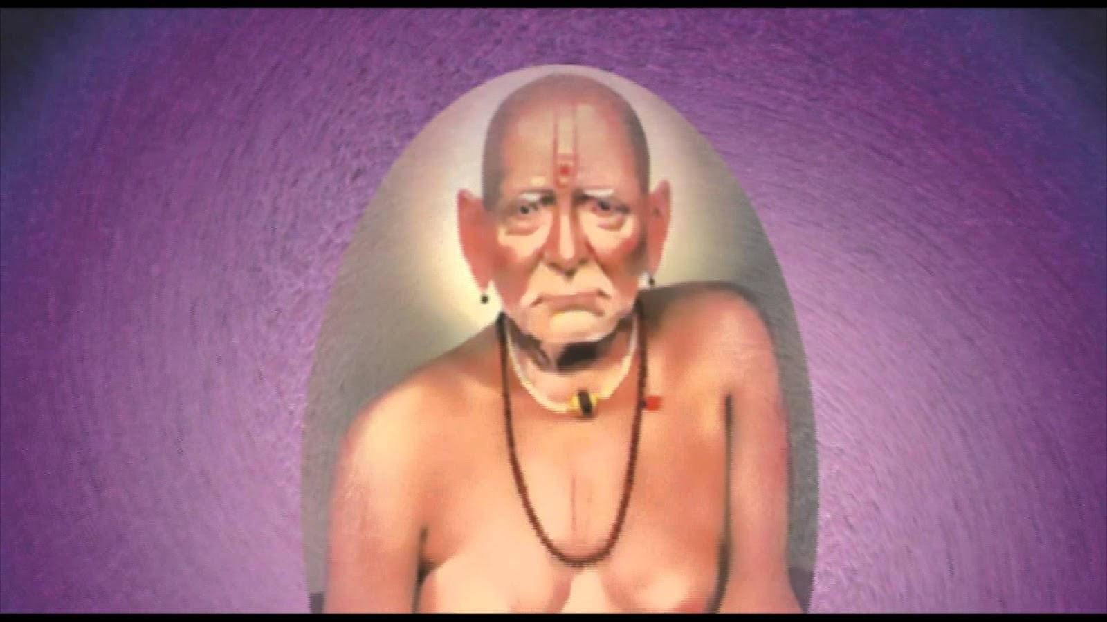Shri Swami Samarth On Purple Background Wallpaper