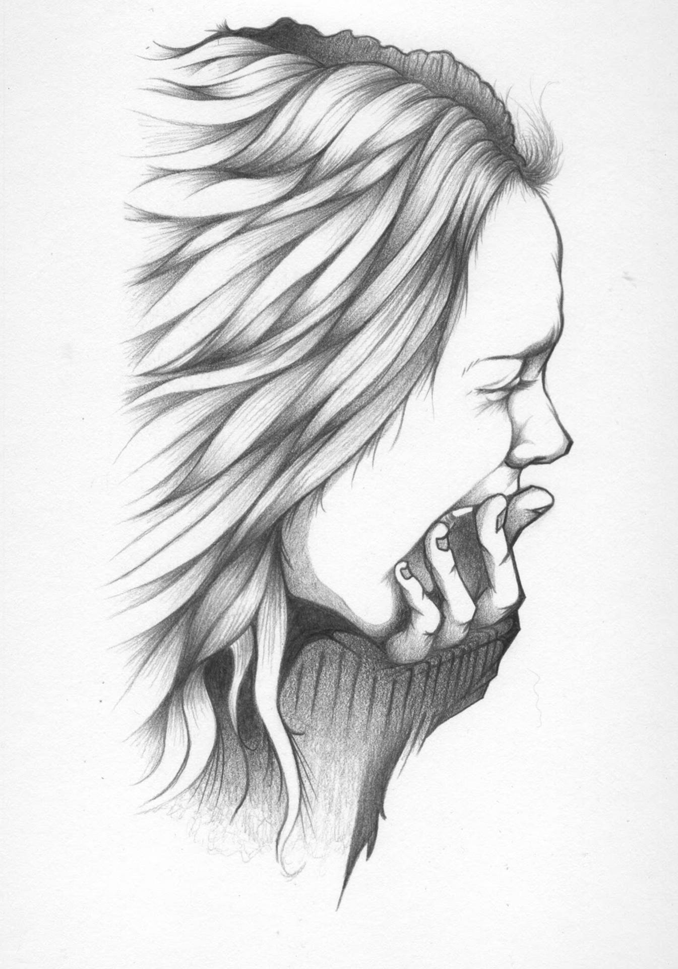 A Simple Pencil Sketch Sad Girl Sketch - GranNino