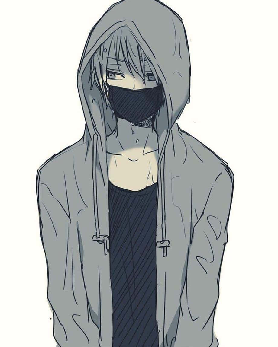 Shy Anime Boy With Mask Wallpaper