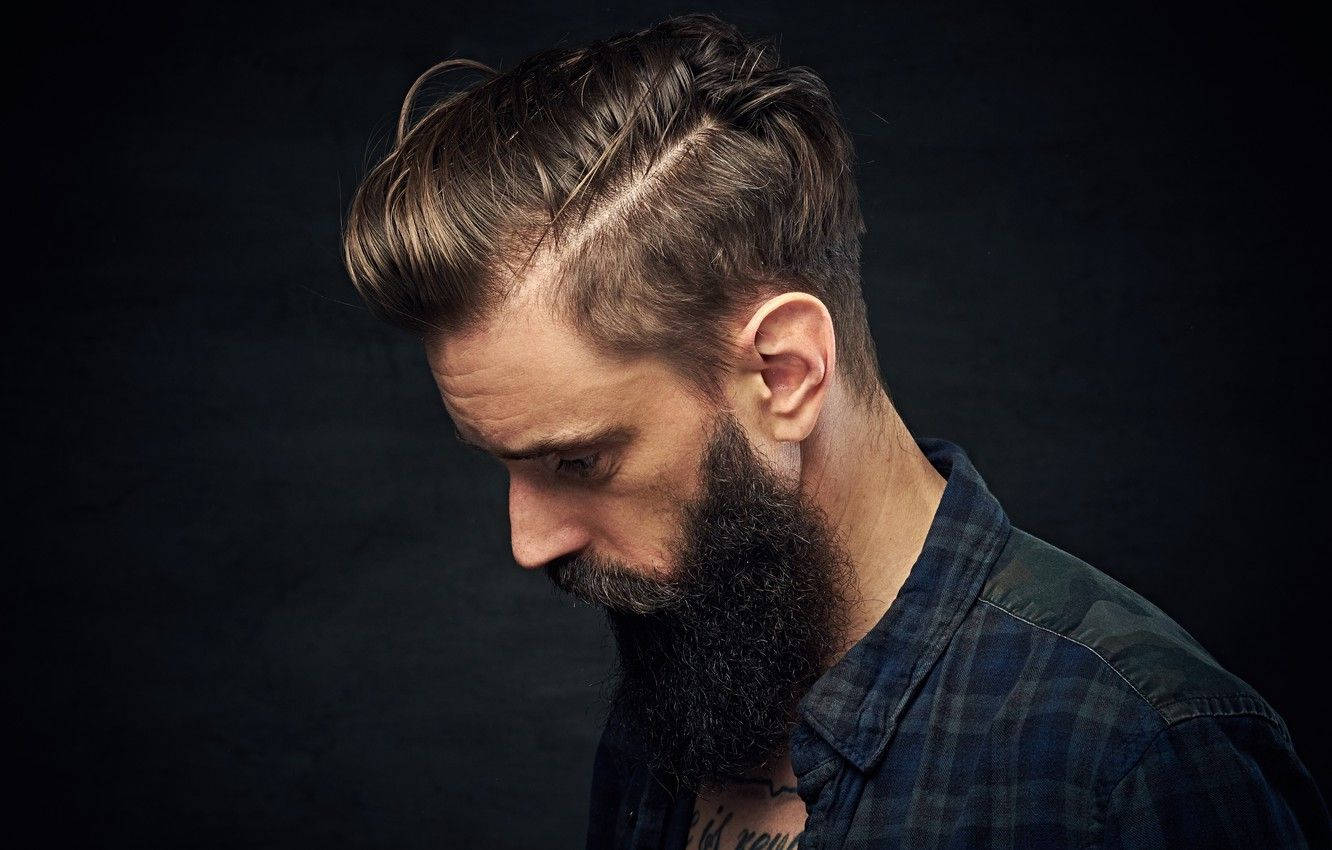 Side Part With Big Beard Men Hair Style Wallpaper