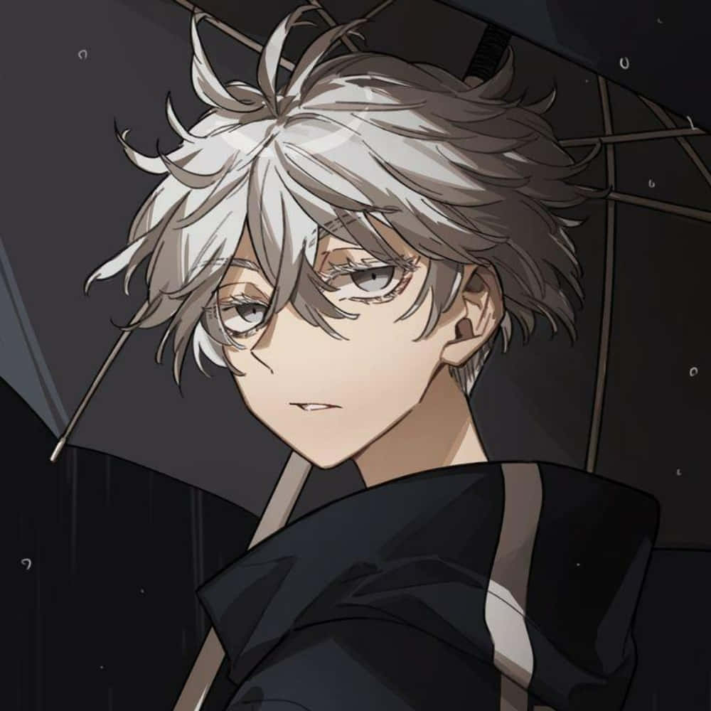 Silver Haired Anime Boy With Umbrella Wallpaper