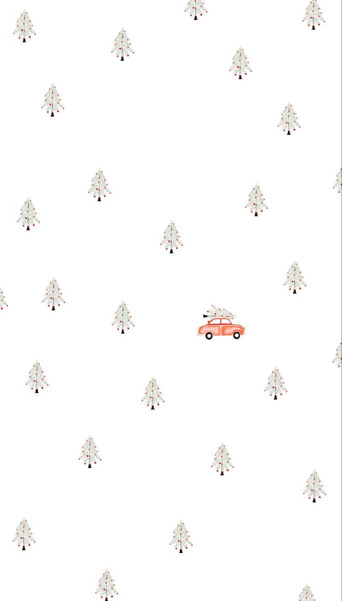 Simple Christmas Trees And Car Wallpaper