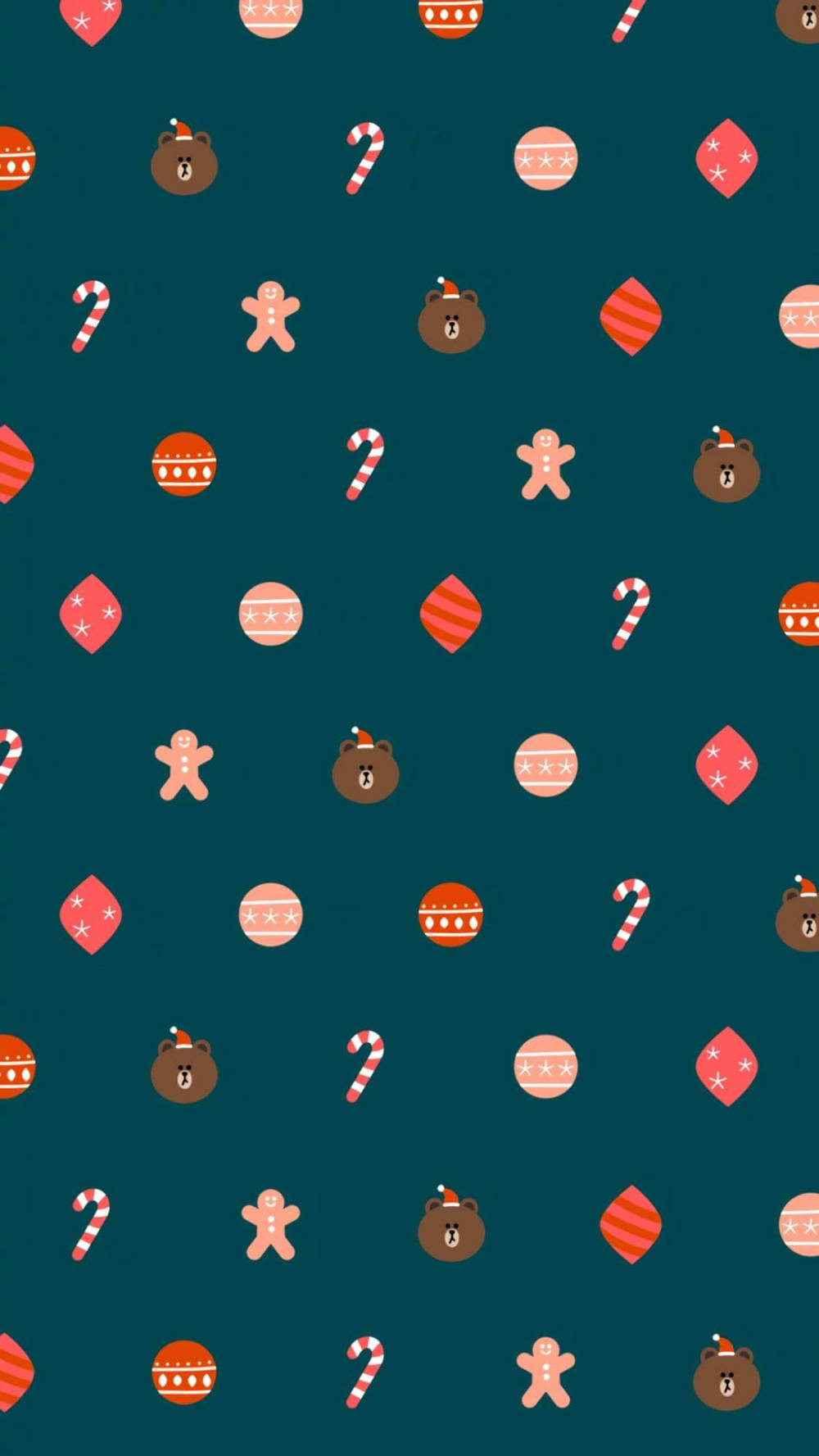 Simple Cute Christmas Iphone Bear Icons Wallpaper