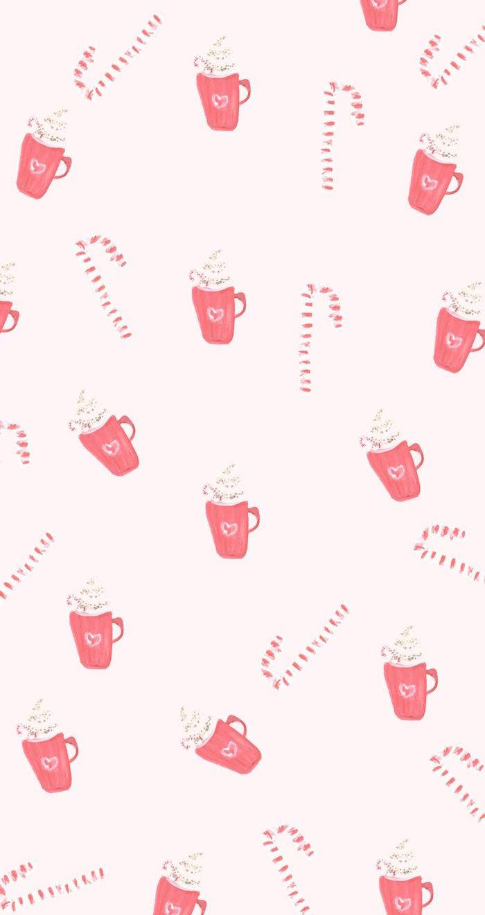 Simple Cute Christmas Iphone Candy And Mug Wallpaper
