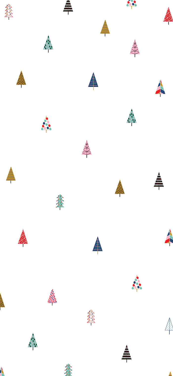 Simple Cute Christmas Iphone Colorful Tree Icons Wallpaper