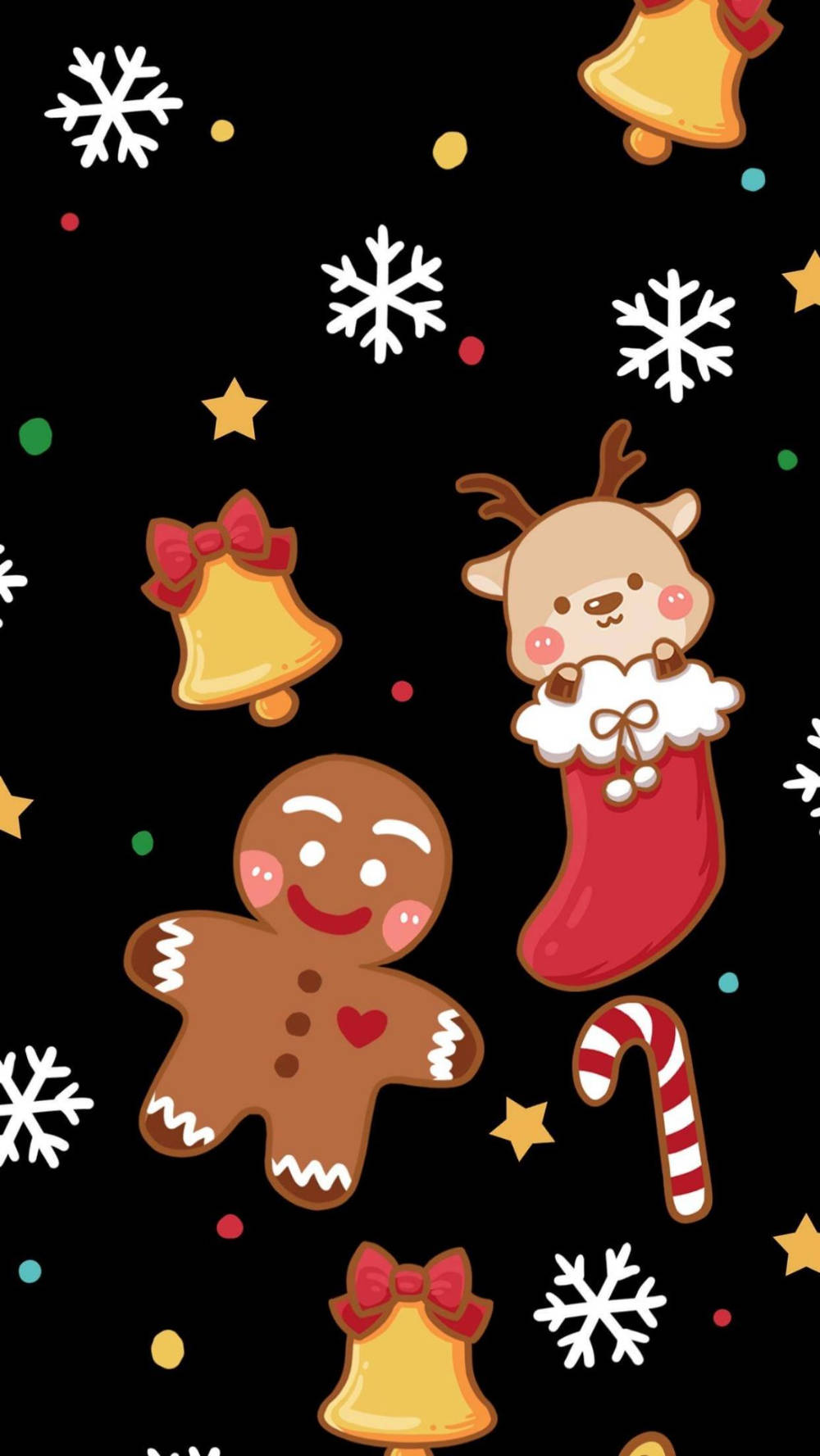 Simple Cute Christmas Iphone Gingerbread And Deer Wallpaper