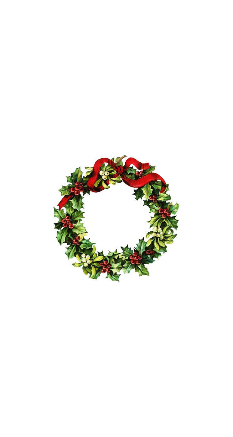 Simple Cute Christmas Iphone Wreath Wallpaper