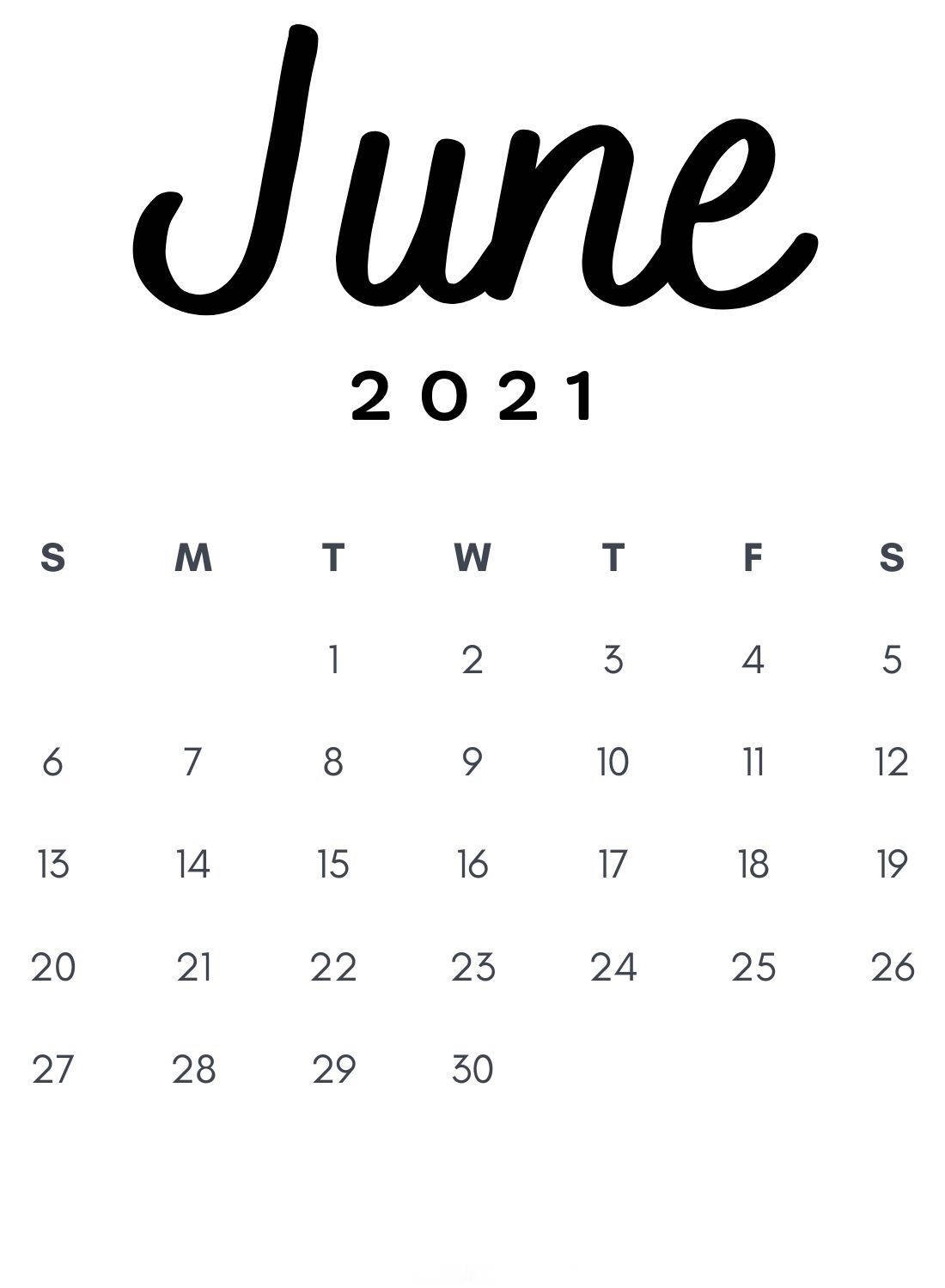 Simple June 2021 Calendar Wallpaper