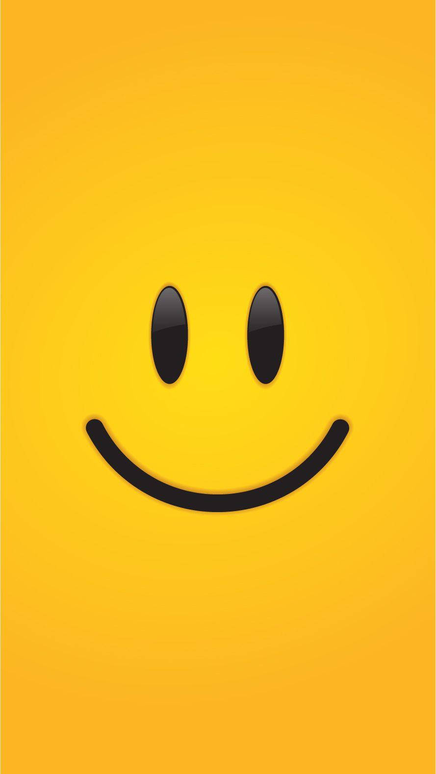 Simple Smiley Face On Yellow Background Wallpaper