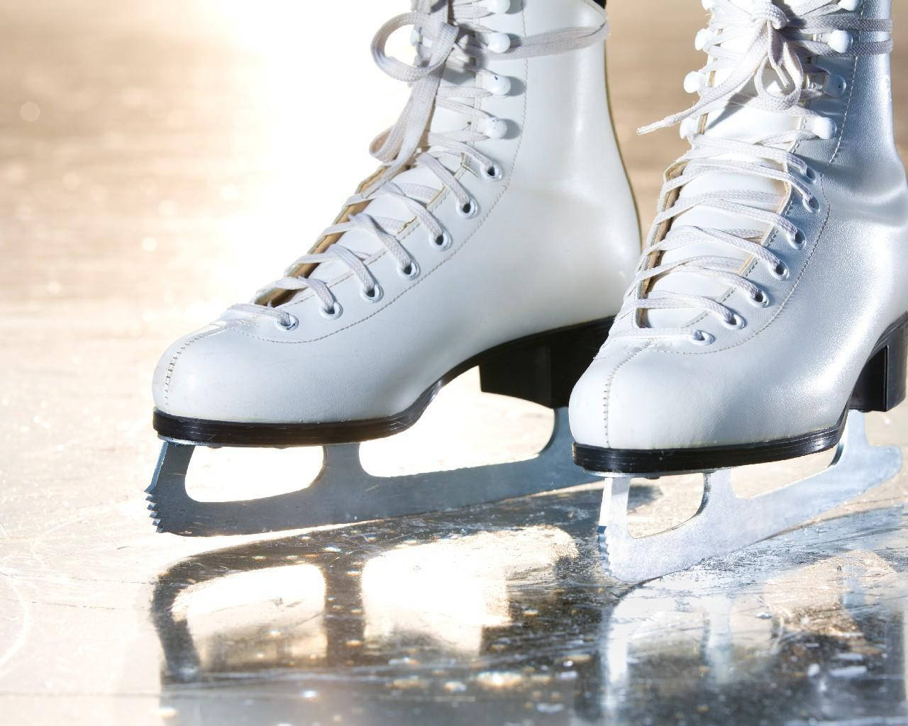 Simple White Ice Skating Shoes Wallpaper