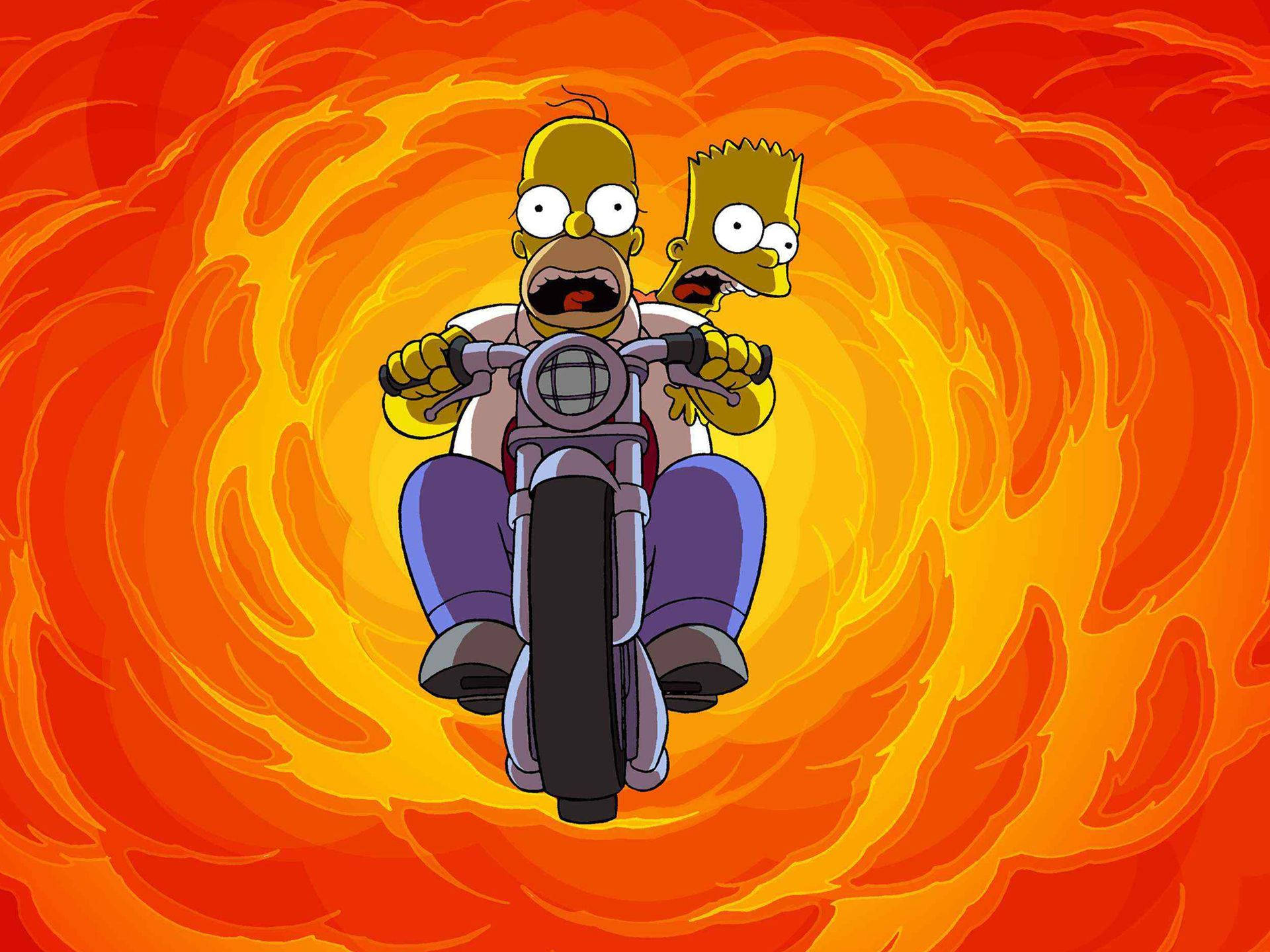 Simpsons Motorcycle Scene Wallpaper