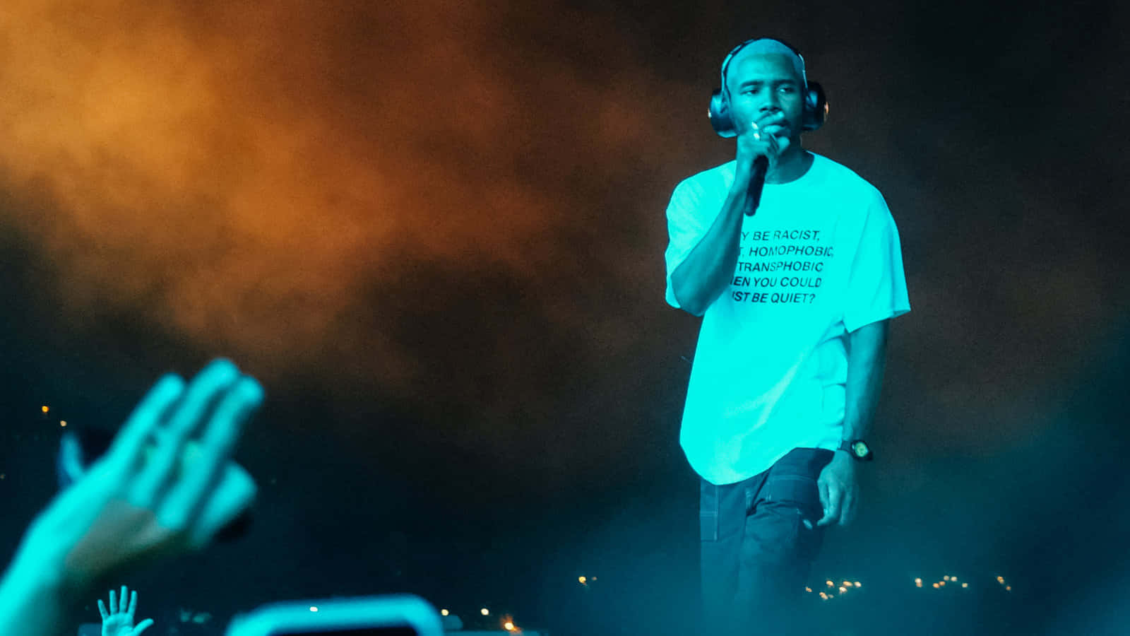 Singer Frank Ocean Working On His Laptop Wallpaper