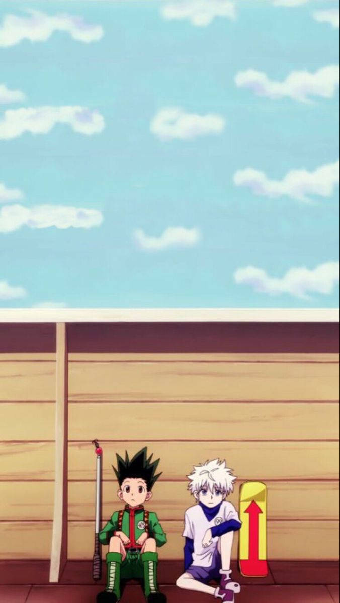 Sitting Gon And Killua Of Hunter X Hunter Iphone Wallpaper