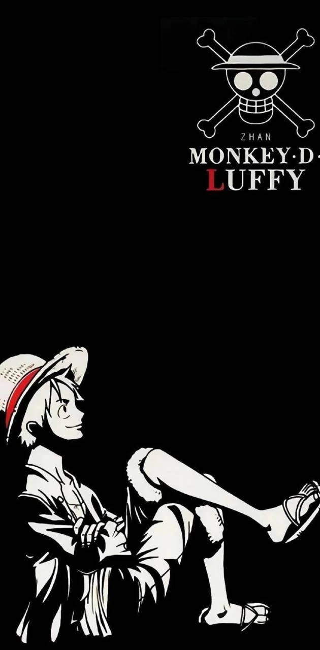 Sitting Monkey D. Luffy Black And White Wallpaper