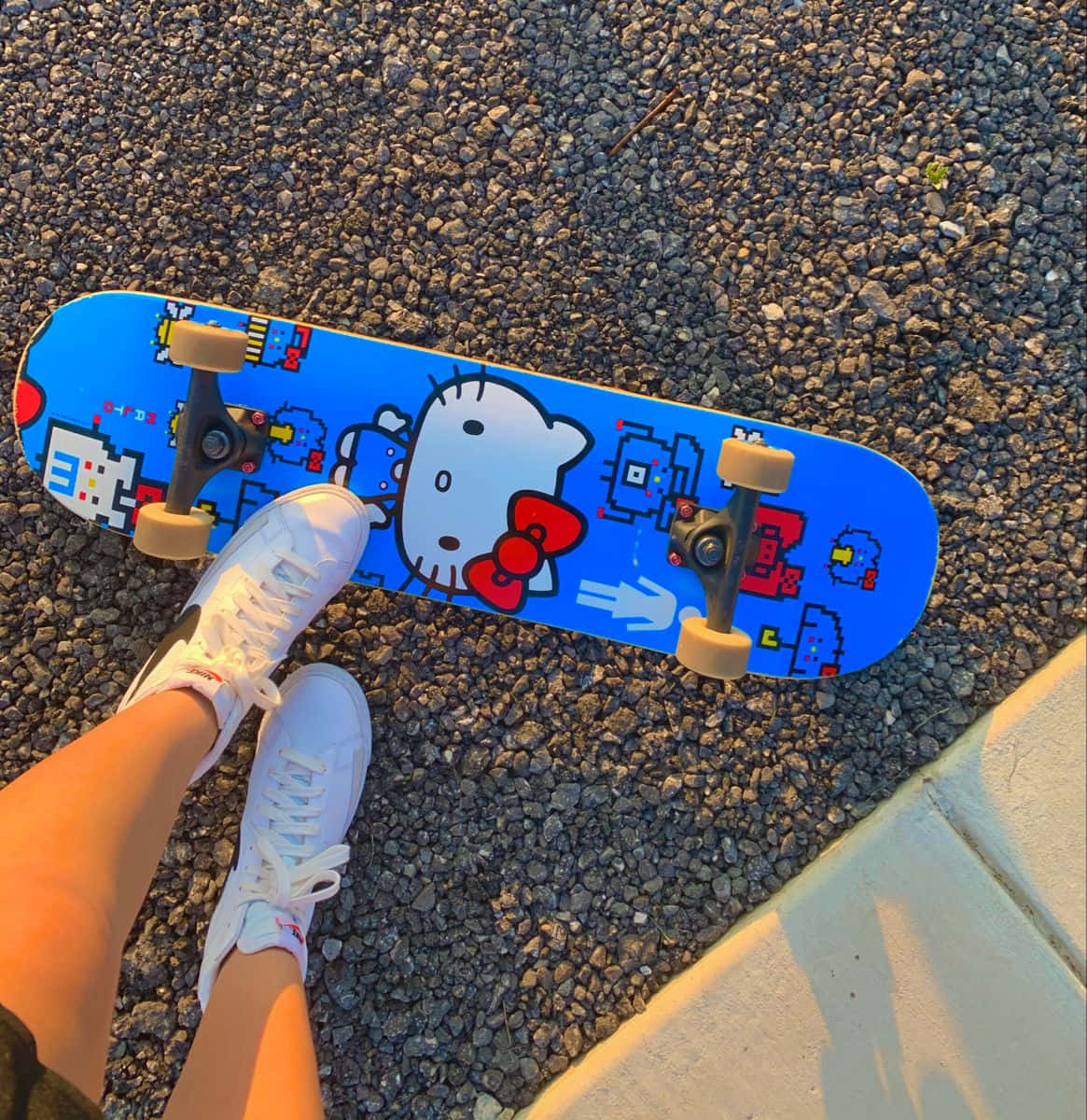 Skater Girl Aesthetic Hello Kitty Design Wallpaper