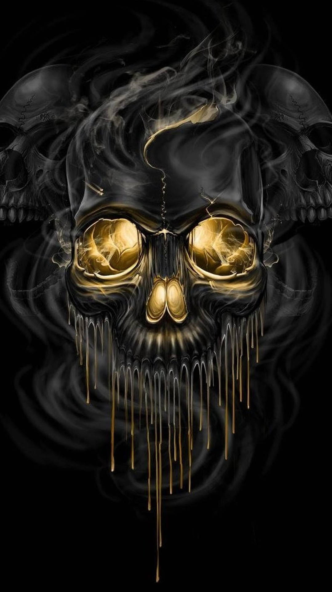 Skull Black And Gold Iphone Wallpaper