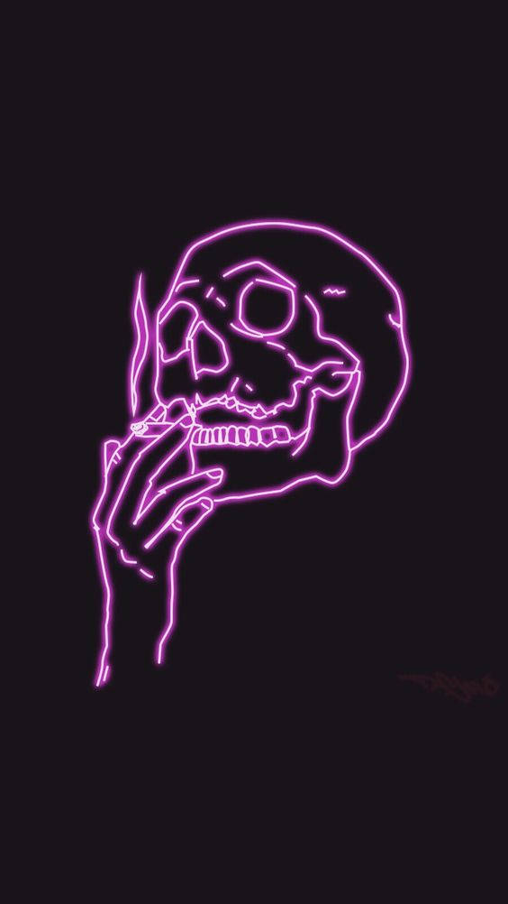 Skull Pink Neon Aesthetic Wallpaper