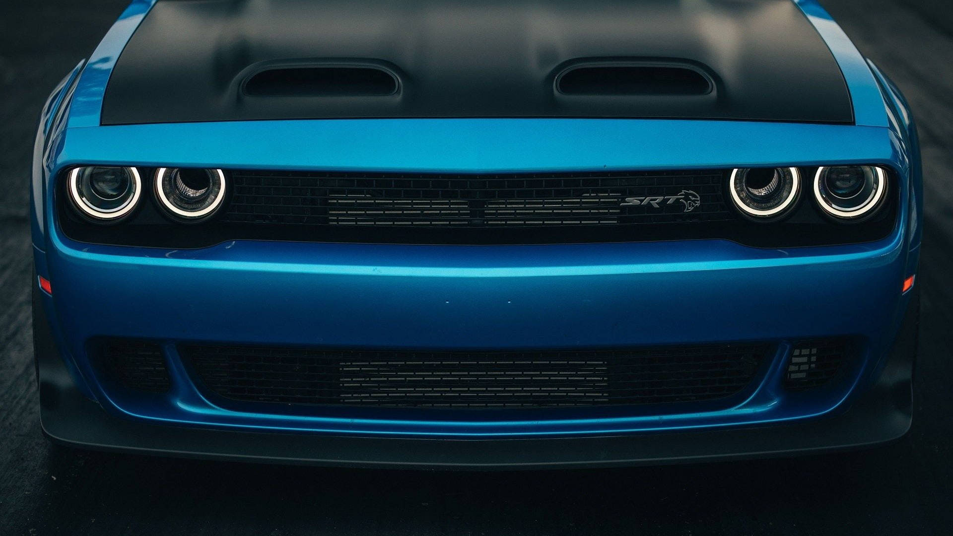 Sleek 2019 Blue Dodge Challenger Close-up Wallpaper