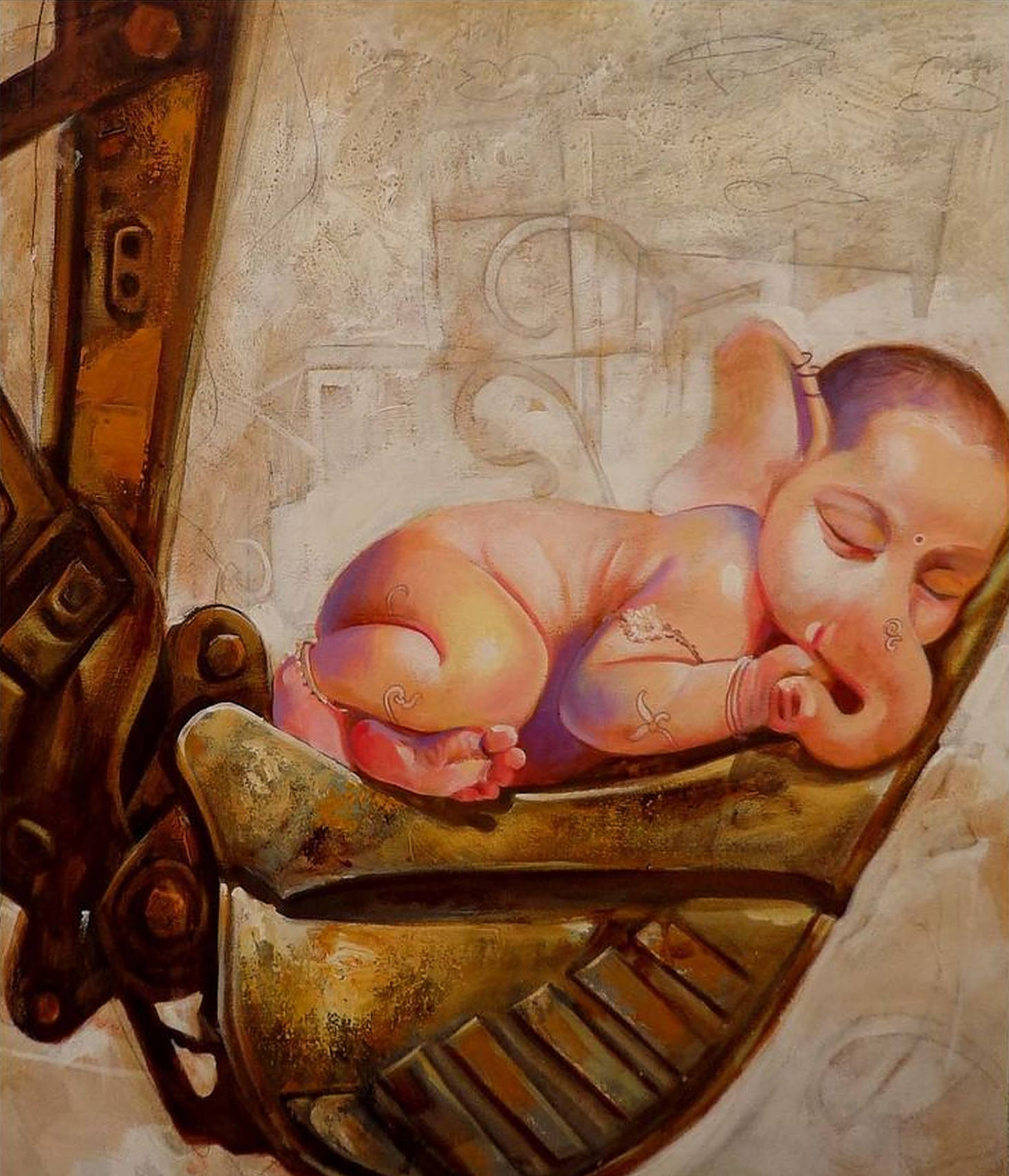 Sleeping Baby Ganesh Art Wallpaper