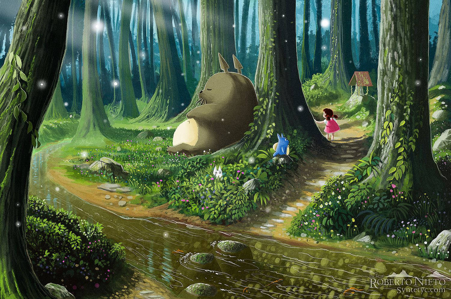Sleeping Totoro Forest Tree Wallpaper