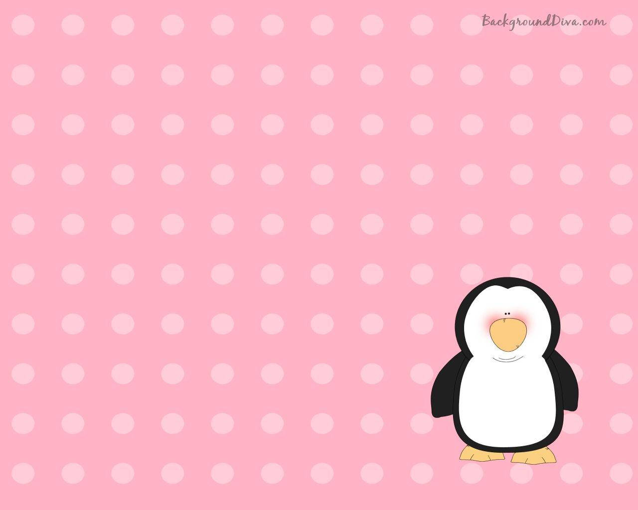 Small Penguin On Pink Cute Computer Wallpaper