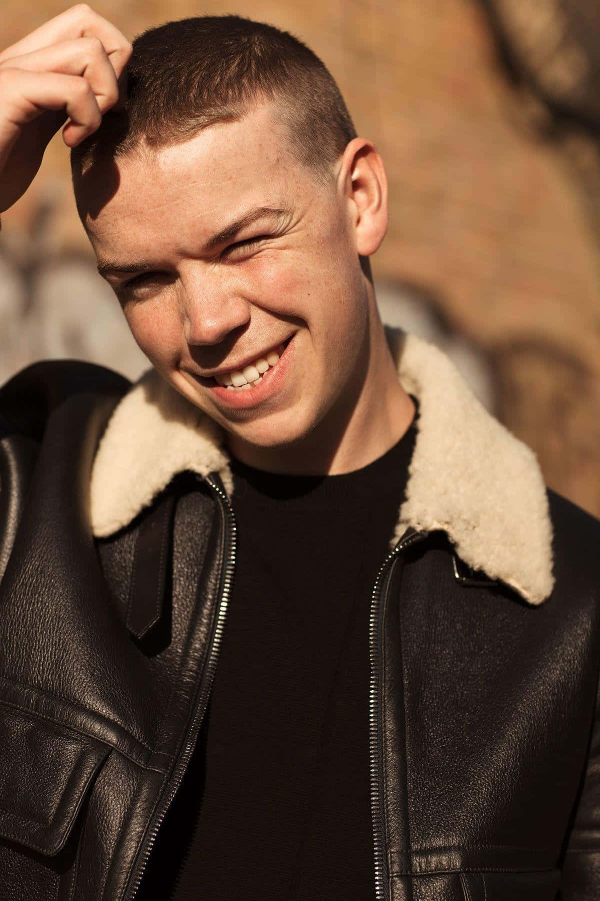 Smiling Manin Leather Jacket Wallpaper