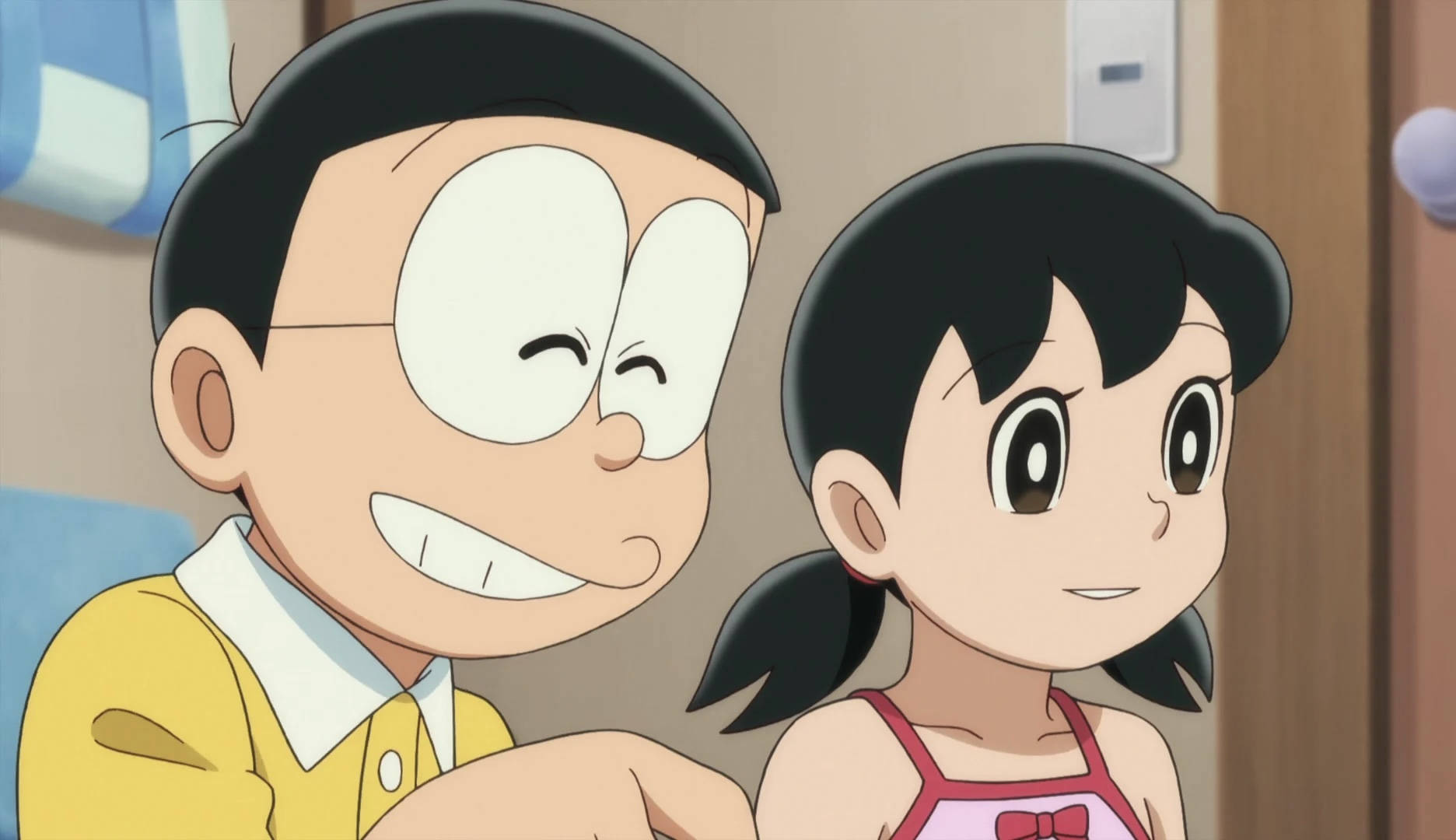 Smiling Nobita Shizuka Hd Wallpaper