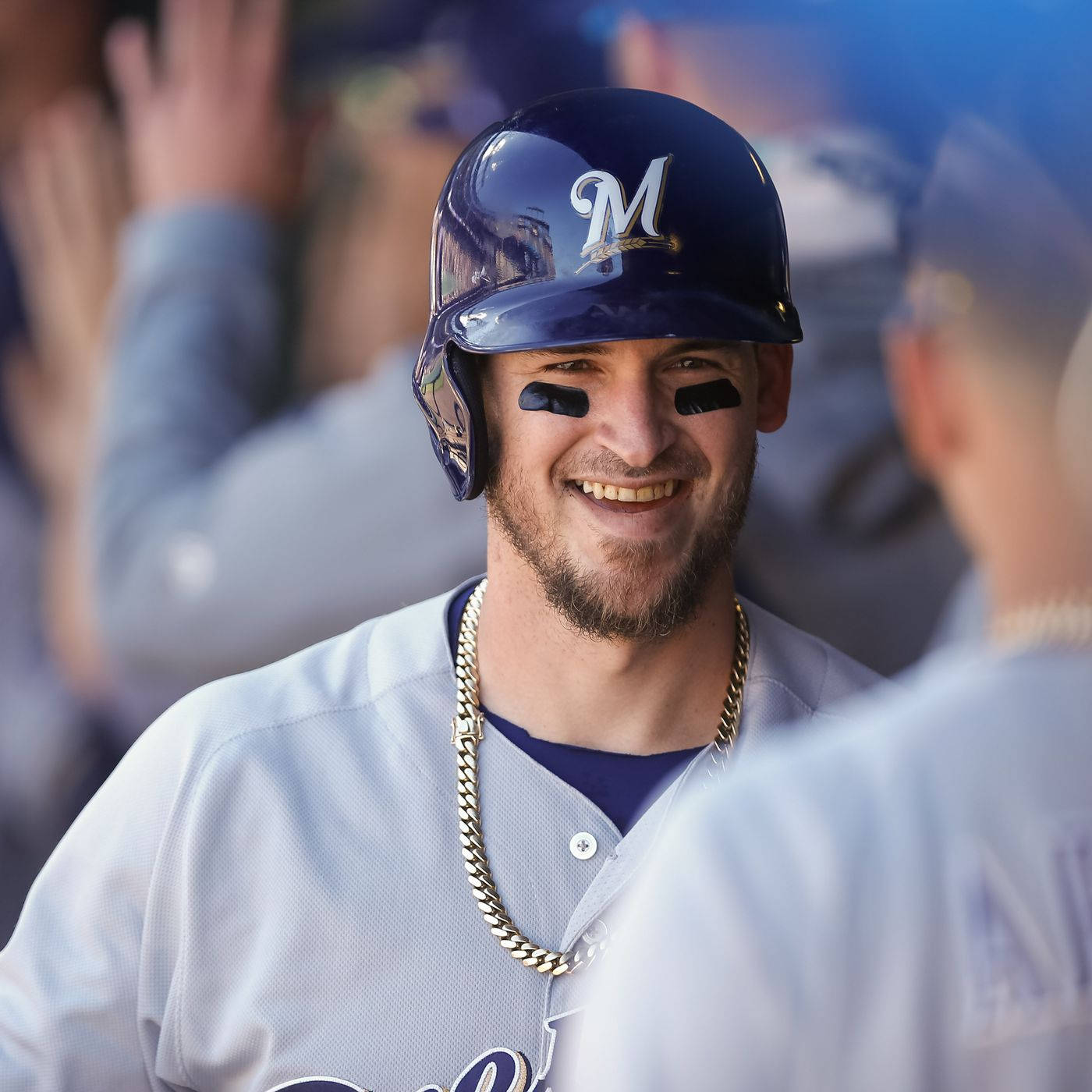 Smiling Yasmani Grandal Close Up Wallpaper