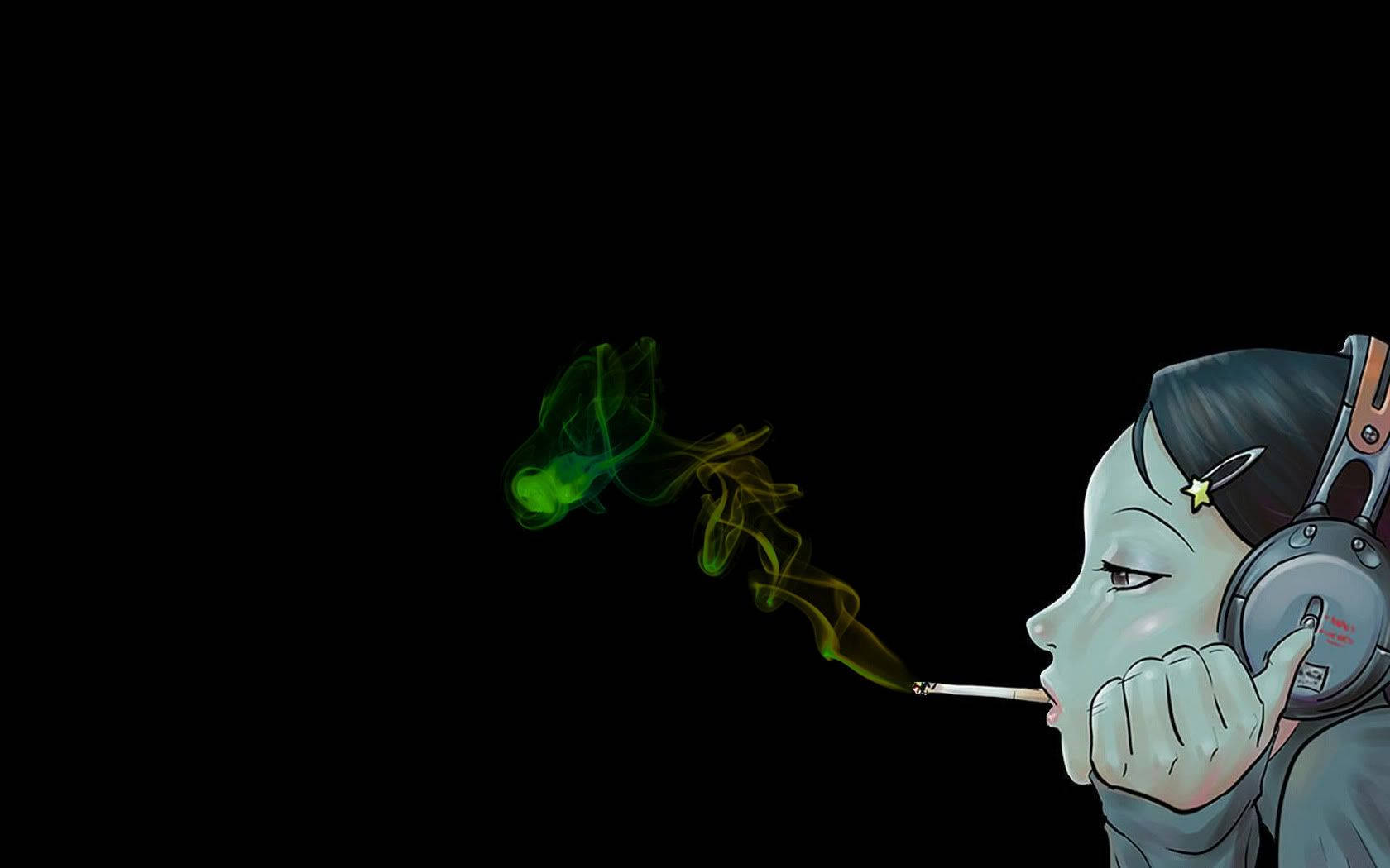 Smoke Headphones Dope Cartoon Wallpaper