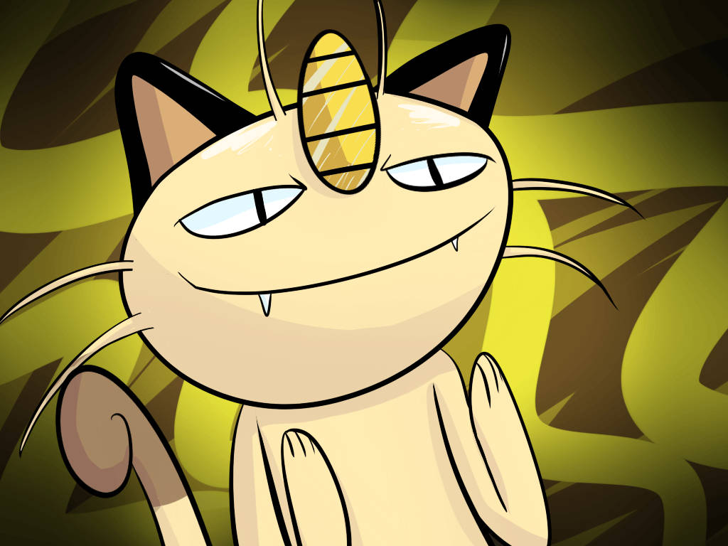 Smug And Funny Meowth Wallpaper