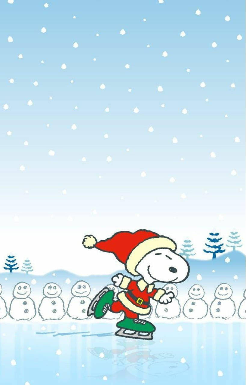 Snoopy Christmas Ice Skating Wallpaper